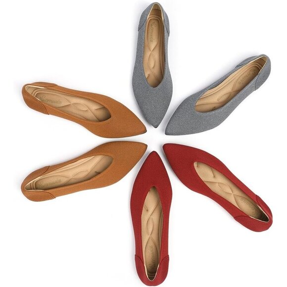 Women Pointed Toe Ballet Pink Red Flat Comfortable Casual Dressy Office Shoes - Picture 6 of 7